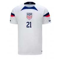 Koszulka piłkarska Stany Zjednoczone Timothy Weah #21 Strój Domowy MŚ 2022 tanio Krótki Rękaw